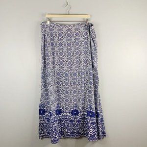 Tolani Collection Katie Bermuda Skirt Maxi Blue Floral  Lined Pull On 1X XL